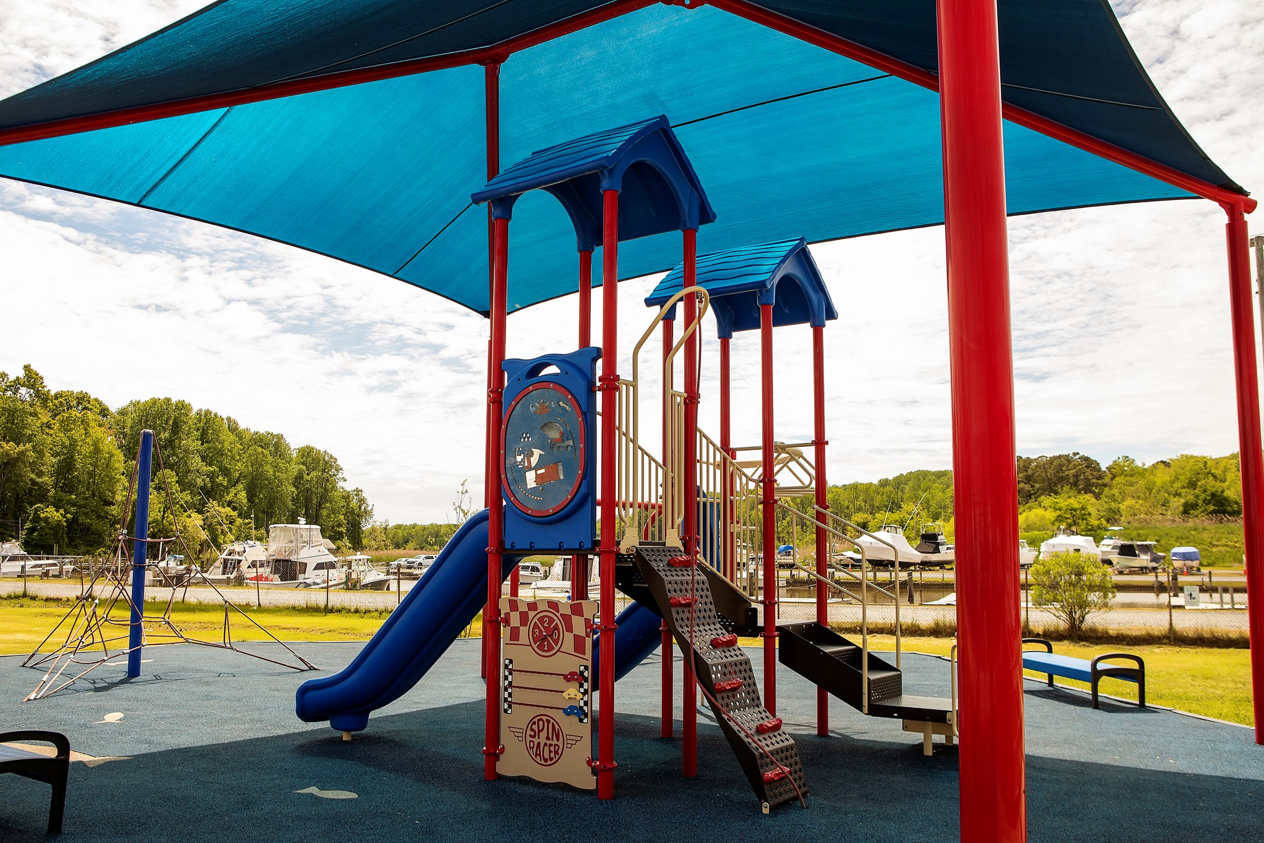 Shaded playground at Breezy Point