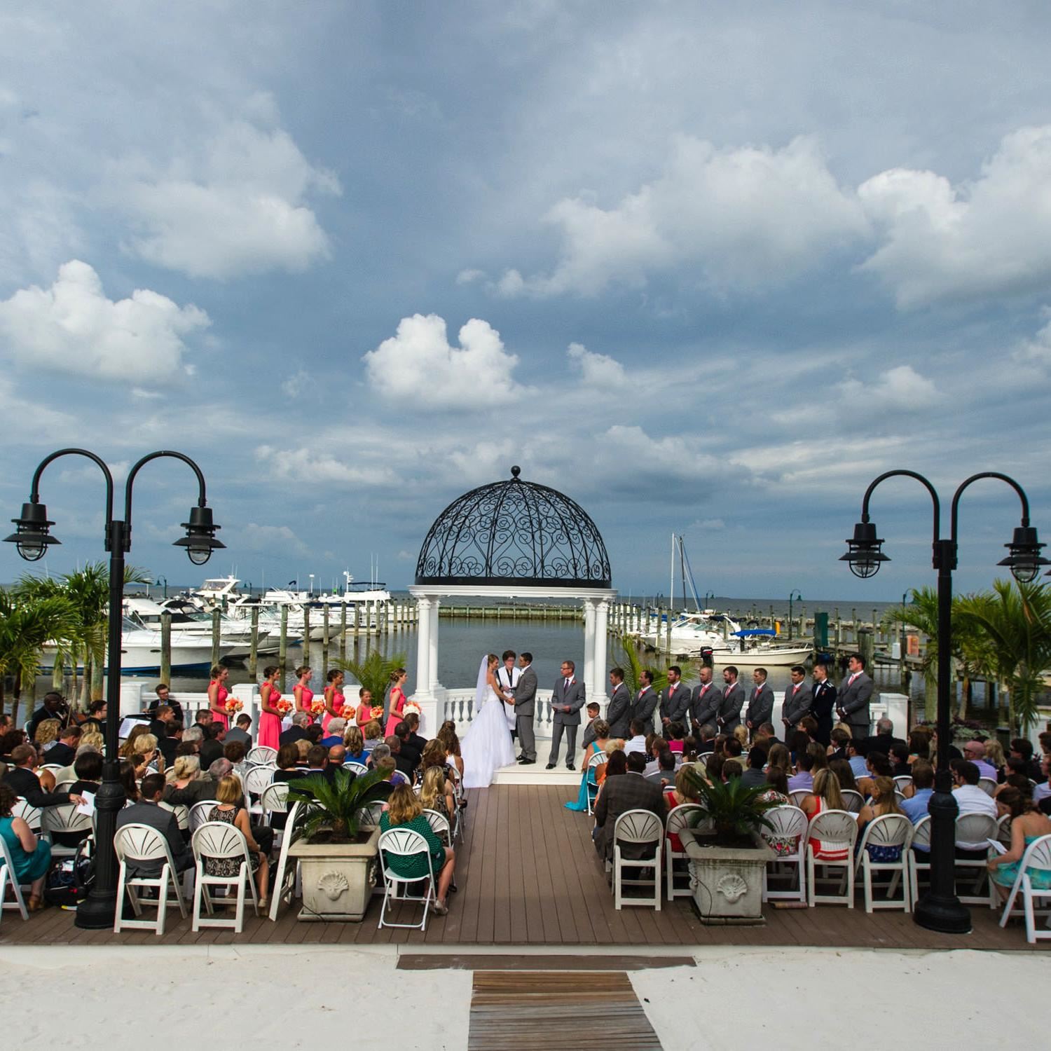 Outdoor wedding on a pier