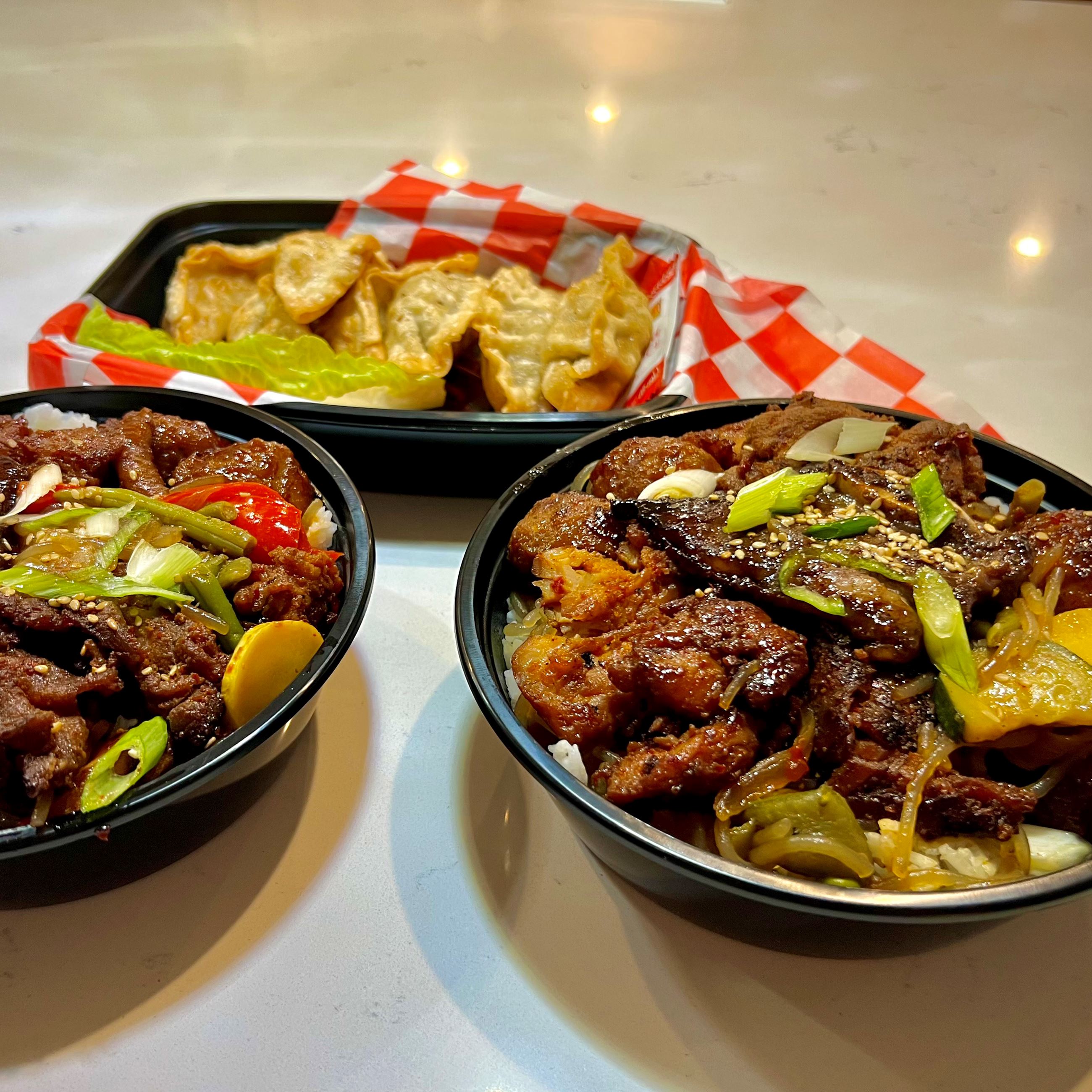 Beef, veggies and wontons