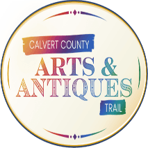 Circle icon that reads "Calvert Arts & Antiques Trail"
