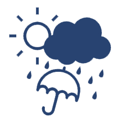 rain cloud and umbrella icon